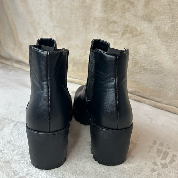 Soda Black Ankle Booties with Chunky Sole - Picture 3 of 10